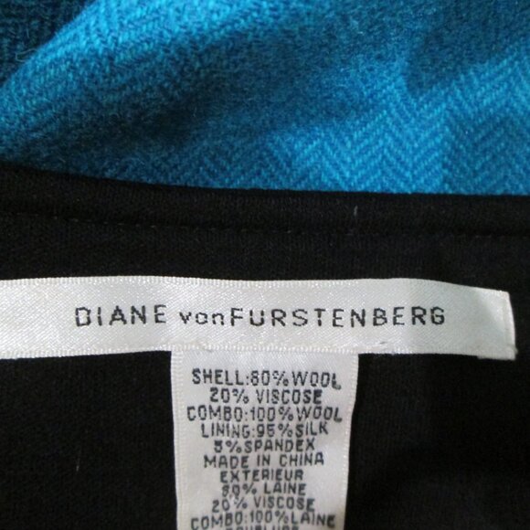 Diane Von Furstenberg "Rosario” Teal Black Empire Waist Dress - Picture 5 of 5